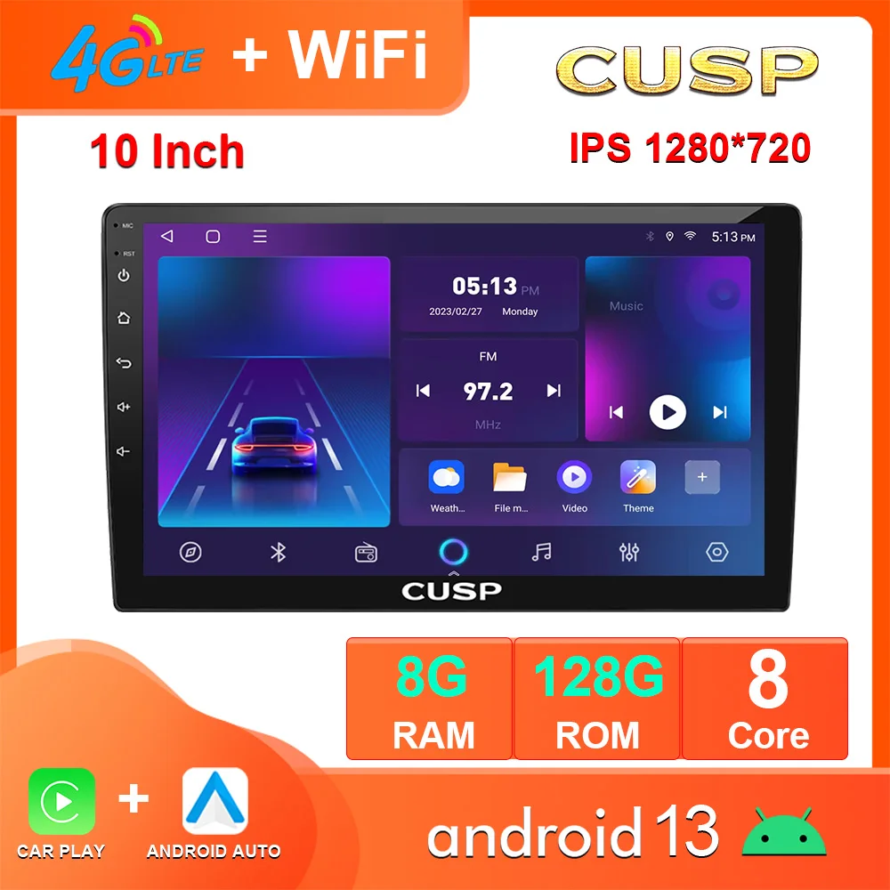 9 / 10.1 Inch CUSP Universal Android Car Stereo Auto Radio Screen With Apple Carplay Android Auto  Double Din 8G+128G Head Unit