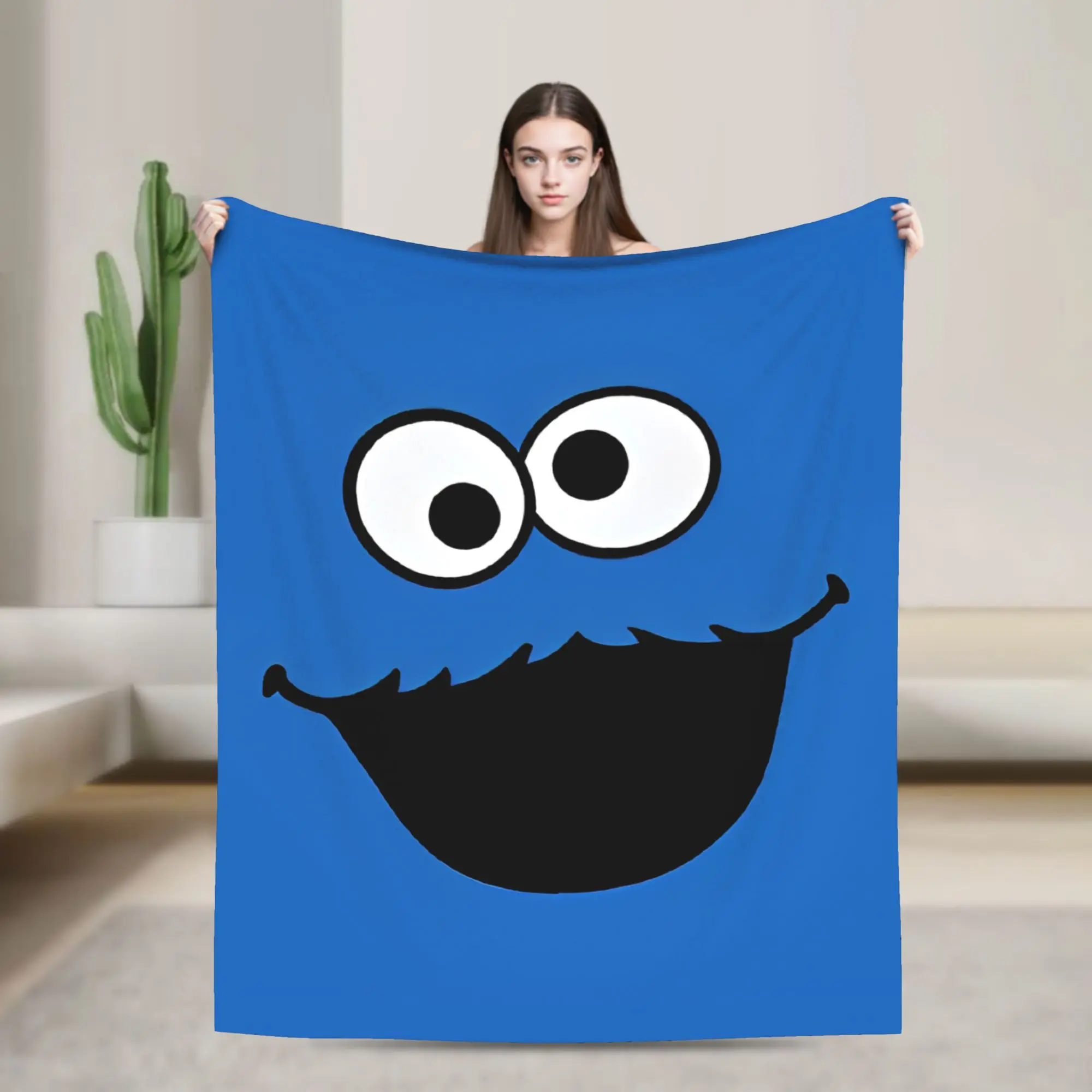 Cookie Monster Blankets Flannel Spring/Autumn Sesames Streets  Multifunction Soft Throw Blankets for Home Couch Rug Piece