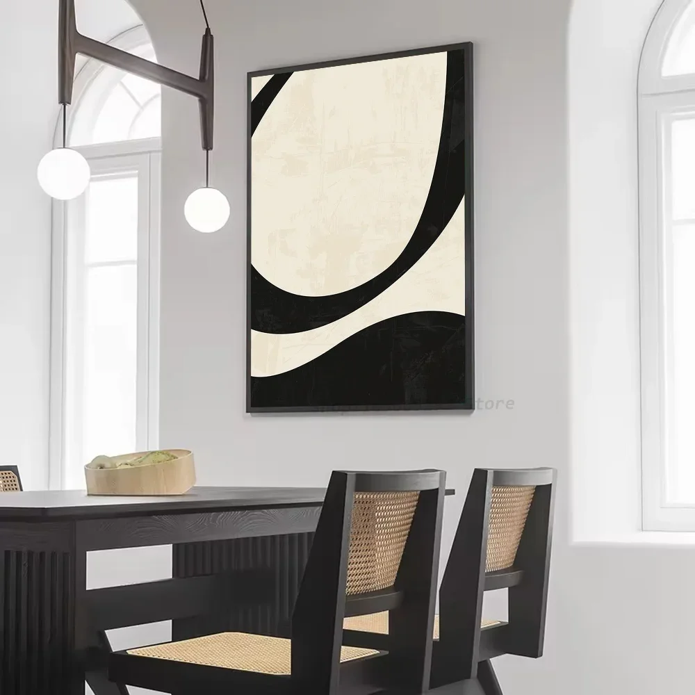 أبيض وأسود بسيط S-نمط محكم مجردة اللوحة المشارك الفن غرفة نوم غرفة المعيشة مكتب ديكور جدران المنزل قماش