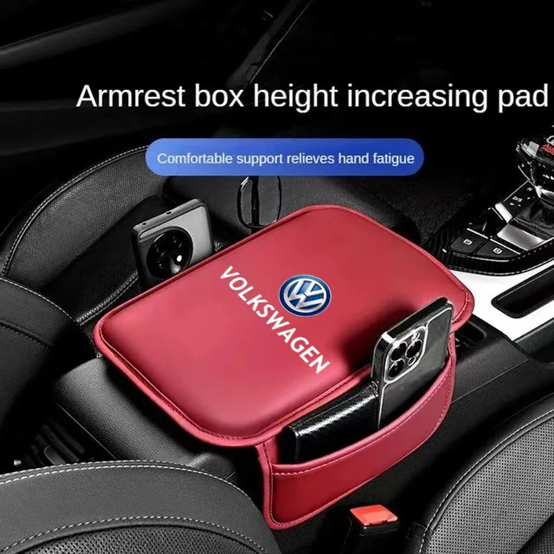 Leather Car Armrest Box Pad Auto Armrest Mat High Quality  For Volkswagen VW RLine R Golf GTI Amarok T5 Phaeton Tiguan