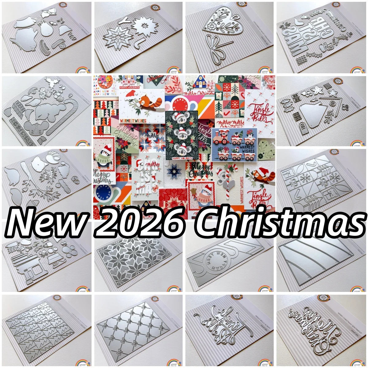 New 2026 Christmas Winter Cottage Panda Penguin Express Koala Tree Metal Cutting Dies for DIY Making Craft Gift Card Scrapbook