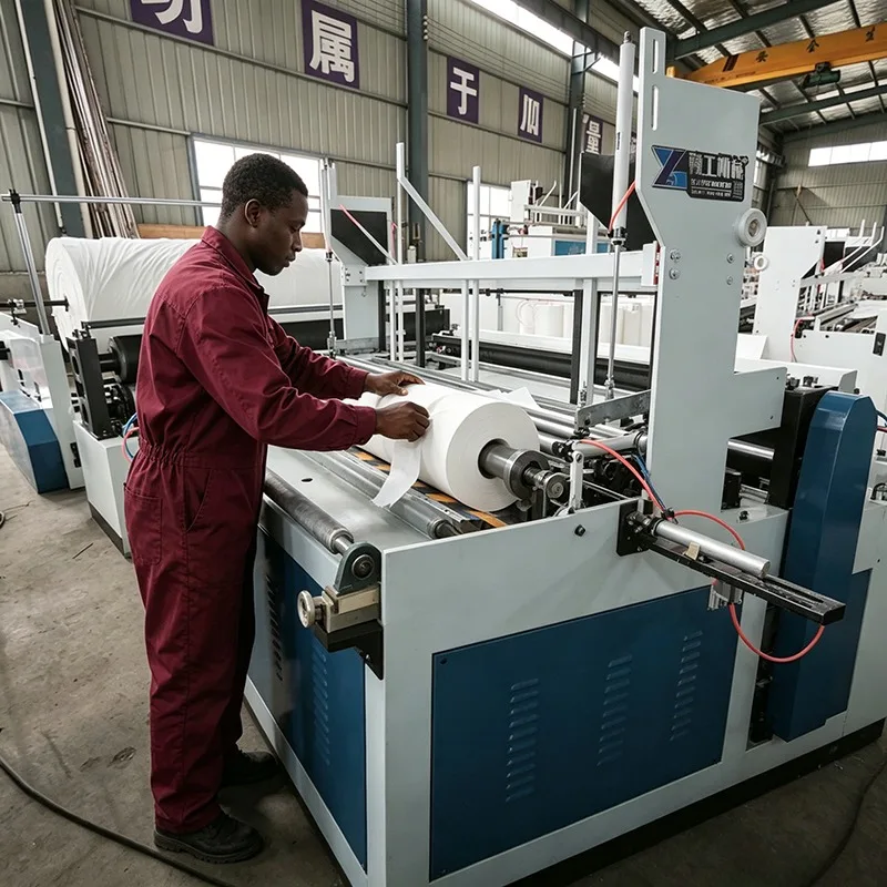 Full Set Toilet Paper Production Line Automatic Rewinder And Perforator Machine For Commercial Bath Tissue Roll Supply