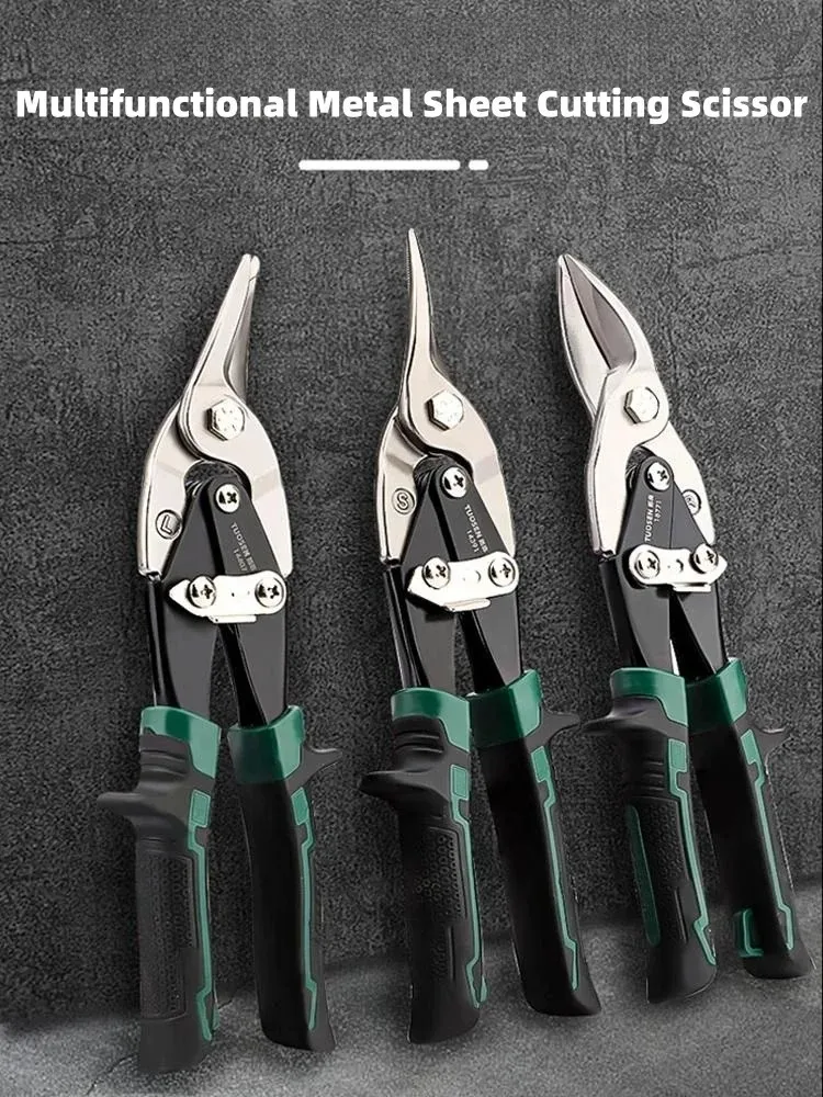 10 Inch Industrial Tin Snips, Cuts Stainless Steel Sheet Metal, Galvanized Iron with Compound Leverage for Heavy Duty Work