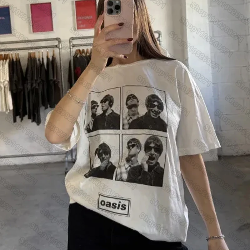 O-Oasis Rock Band T-Shirts for Men Women British Music Albums Vintage Tees Crew Neck Short Sleeve T Shirt Clothing Tops
