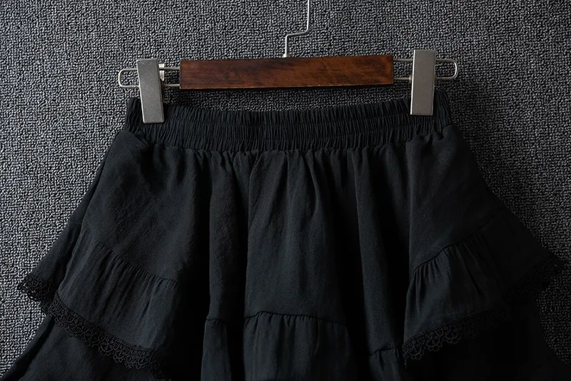 Summer Irregular Lace Round Cotton Linen Mini Skirt, High Waist Short Skirts For Women 2025