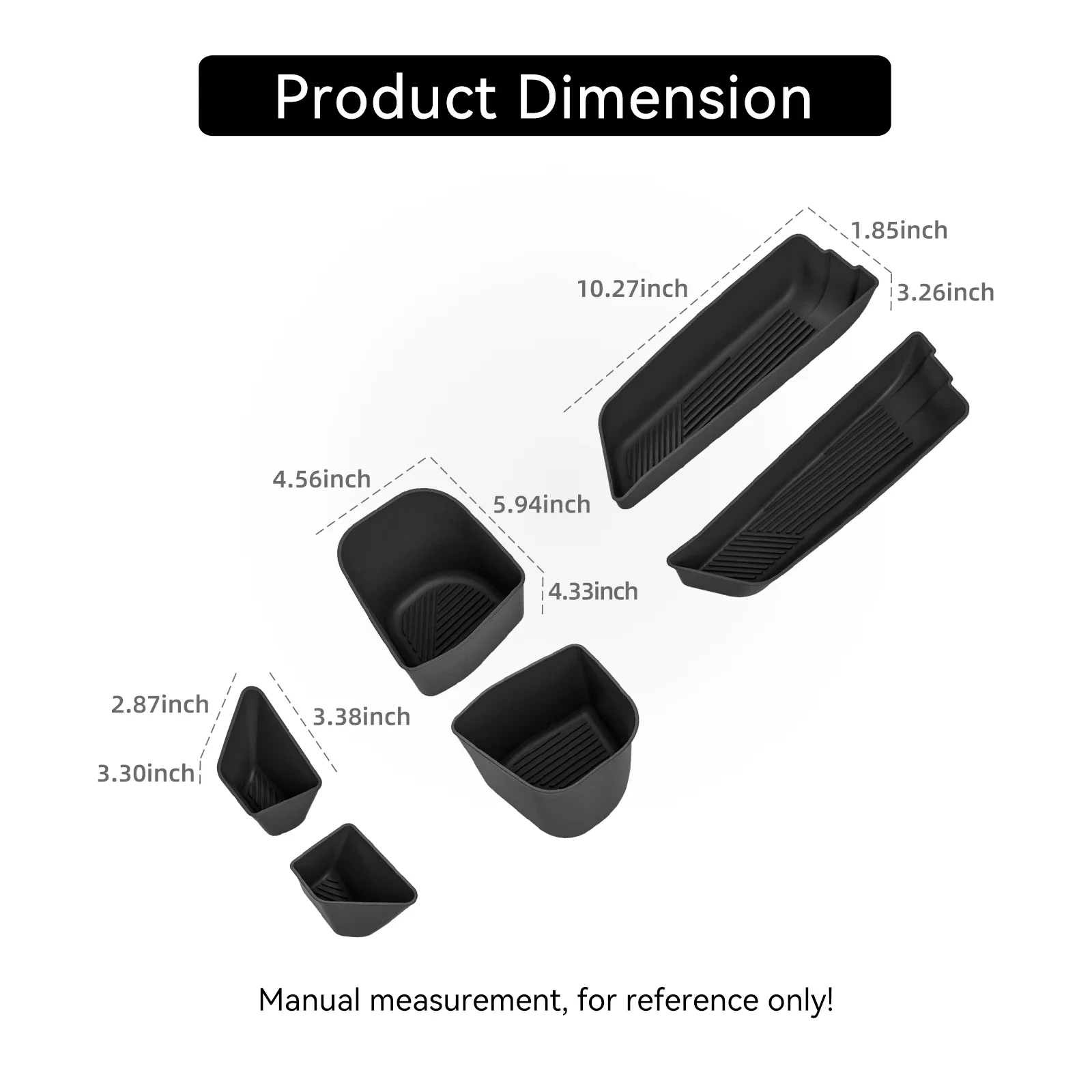 for BMW X3 2025 Car Front Door Handle Storage Box Groove Tray Organizer TPE Auto Interior Accessories 6PCS Black