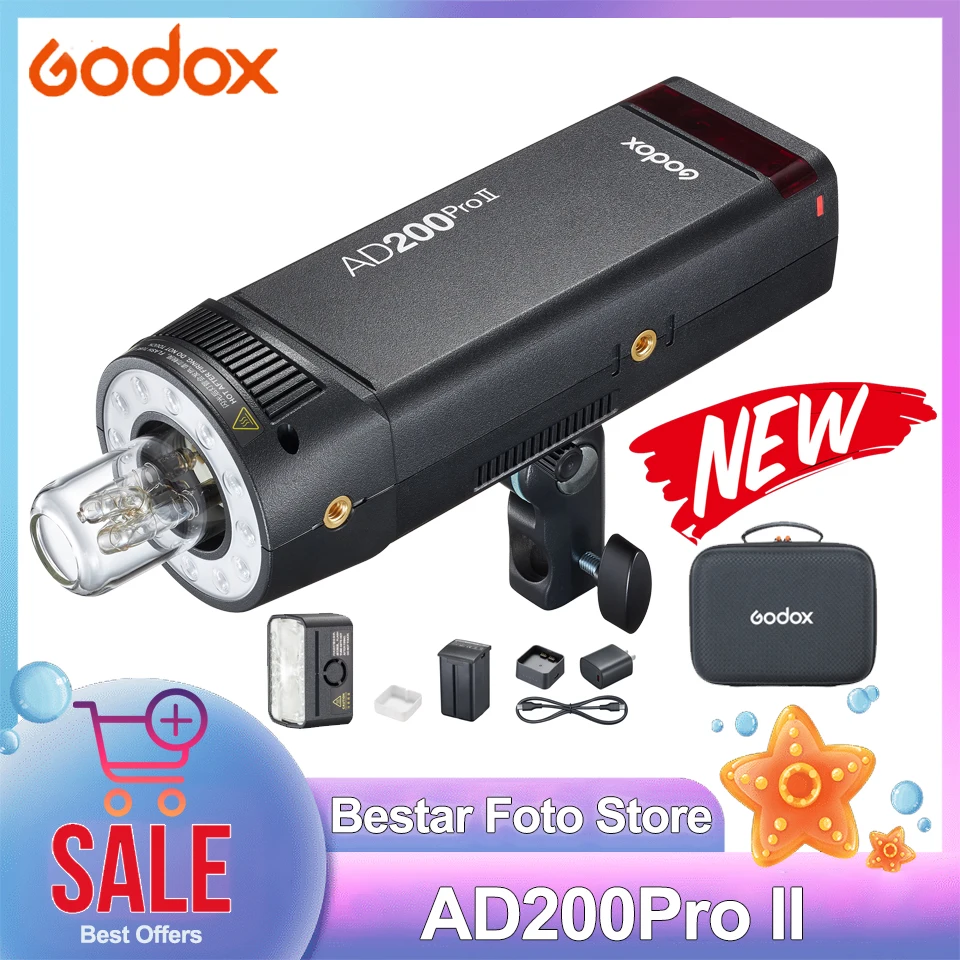 

Godox AD200Pro II Pocket Flash TTL Auto Flash One-Tap Pairing with X3 Trigger compatible with Canon Sony Nikon Fuji Olympus