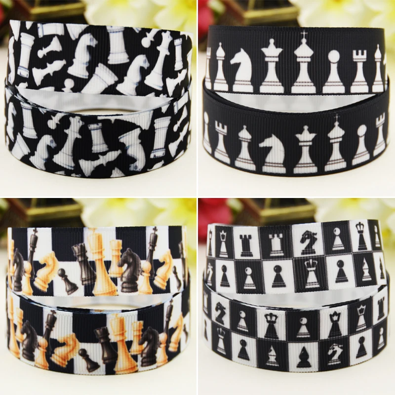 22mm 25mm 38mm 75mm Chess Cartoon Character printed Grosgrain Ribbon party decoration 10 Yards