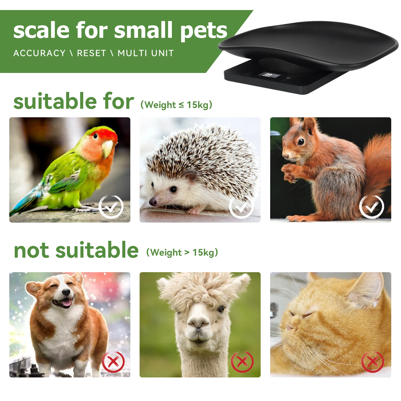 Digital Pet Scale Small Animal Pet Scale Multi-function Kitchen Food Scale Portable Mini LCD Electronic Scale