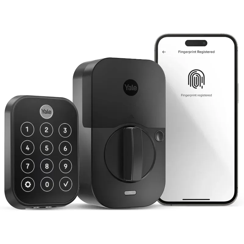 for Deadbolt Lock 2, Black Suede Smart Keyless Entry Door Lock with Wi-Fi Connected Touch Keypad and Fingerprint Scanner