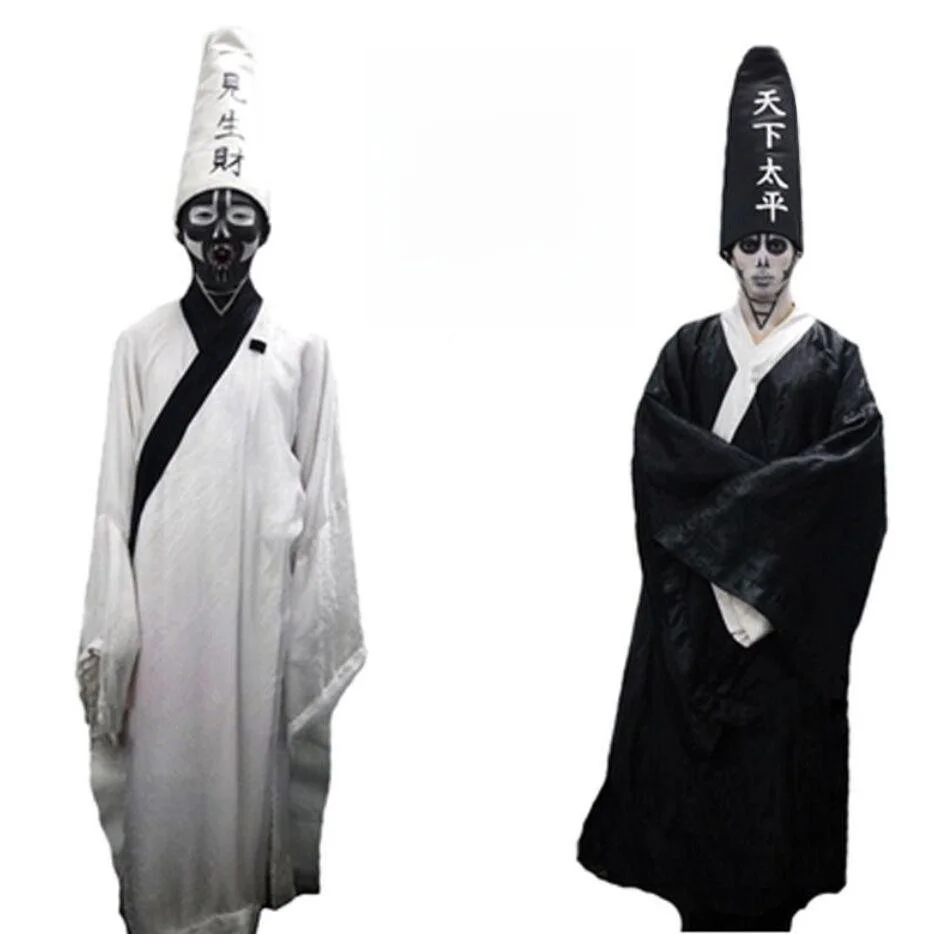 

Костюм для косплея на Хэллоуин: Черно-белый наряд Бога Смерти для выступлений в квест-комнатах, ужасающий костюм призрака для женщин