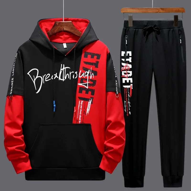 Hip Hop Men Tracksuit Fashion Hoodie and Sweatpants Two Piece Set Male Streetwear Outfit Set Mens Set Trendy Sports Suit