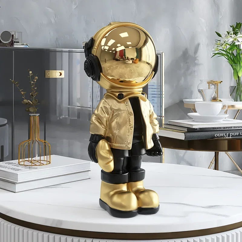 

Gold Plated Astronaut Craft Sculpture Statue Nordic Luxury Floor Sofa, TV Cabinet, Living Room, Decorative Home Resin Art