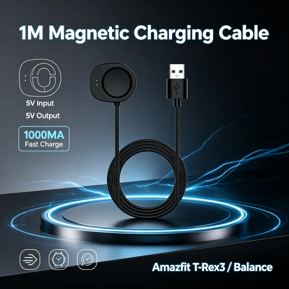 1 M USB Charging Cable Magnetic Charging Cable Base Cord Wire Replacement Charger Cord Charger Cable for T-Rex3（A2322) / Balance