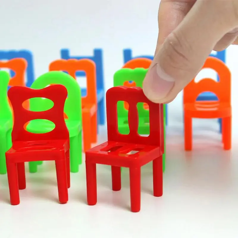 36/72pcs Children\'S Mini Chair Stacking Toy Balance Game Plastic Blocks Assembly Educational Interactive Family Toys Xmas Gifts