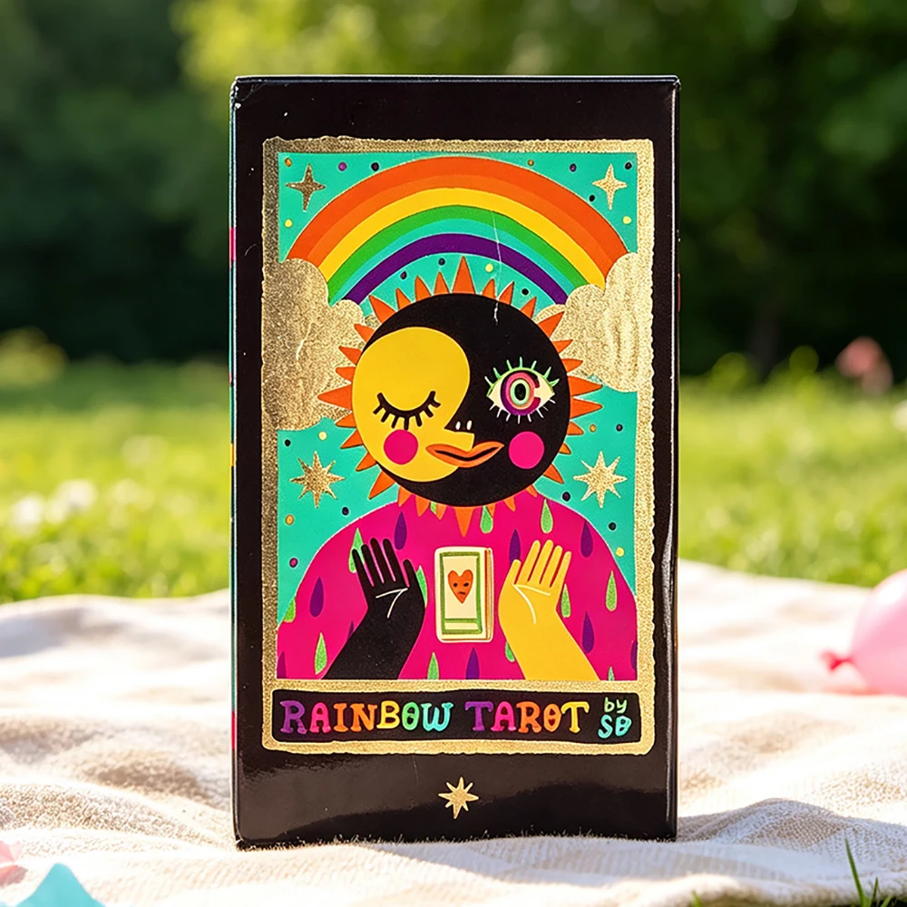 Rainbow Tarot Cards A 78 Cards Fate Divination Board Game Family Entertainment Cards Game，Halloween and Christmas Gifts