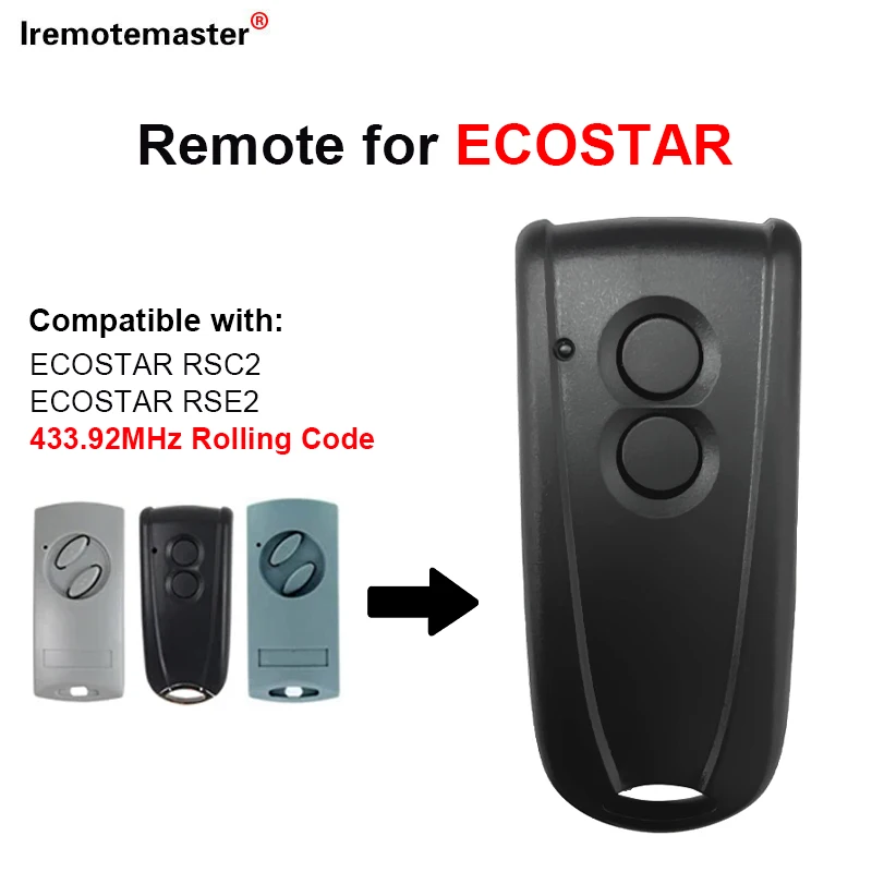 For HORMANN ECOSTAR RSC2 RSE2 433 Garage Door Remote Control 433.92MHz Rolling Code