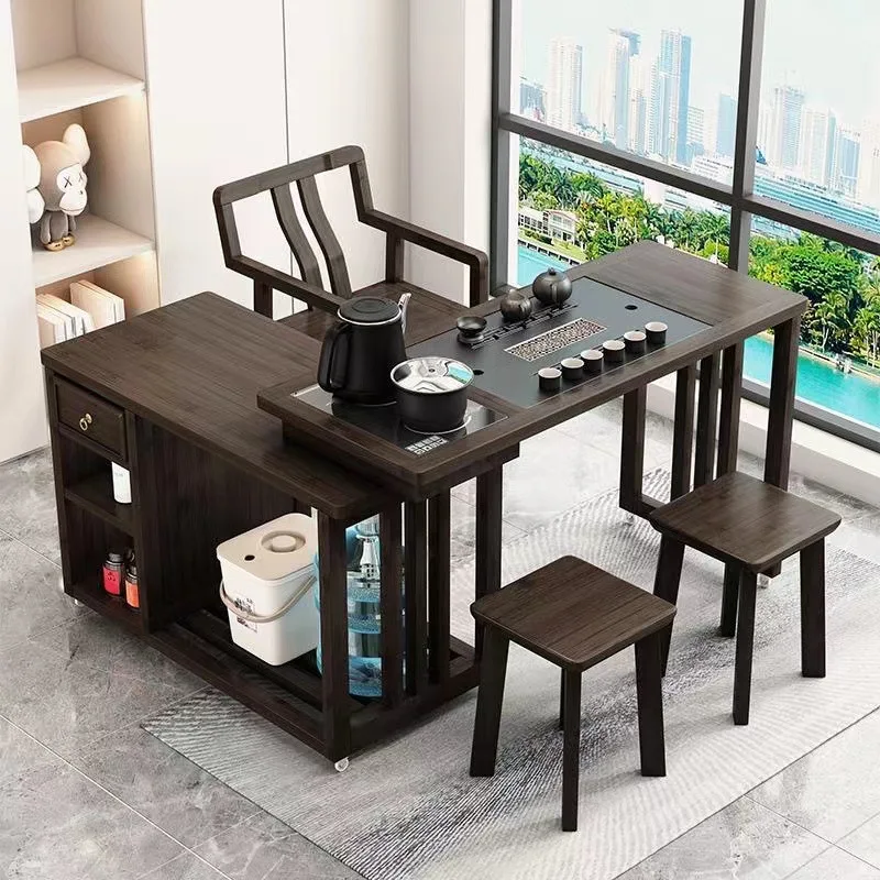 Table à thé rotative, table à thé mobile pour balcon, ensemble de bouilloire