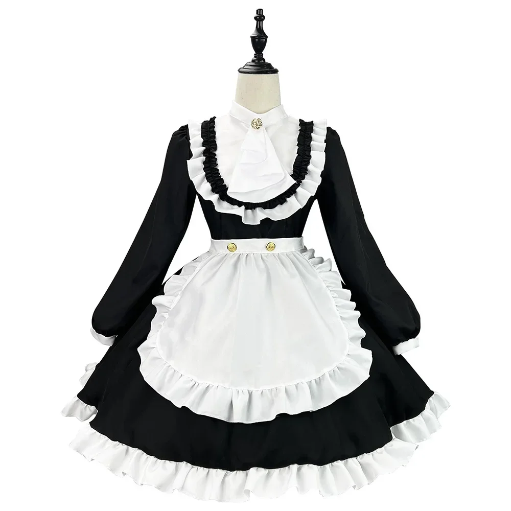 

3 Colors Lolita Long Sleeve Maid Dress Cosplay Waitress Costumes
