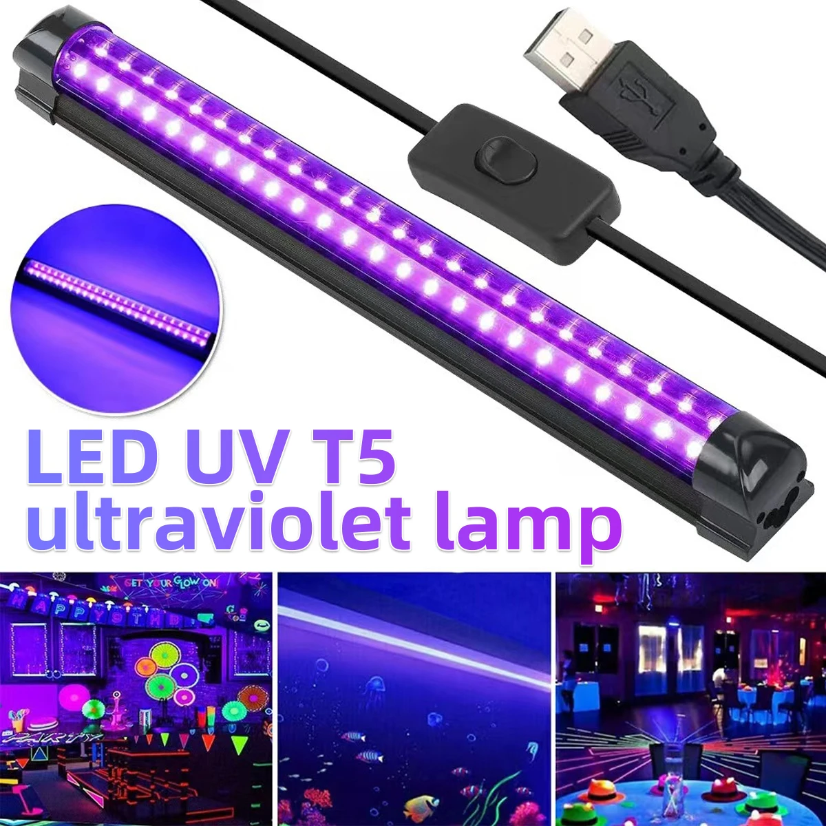 

5 Вт светодиодный черный свет T5 УФ-светильник подходит съемные флуоресцентные фрески сценический макияж праздничная атмосфера тематические украшения для вечеринок