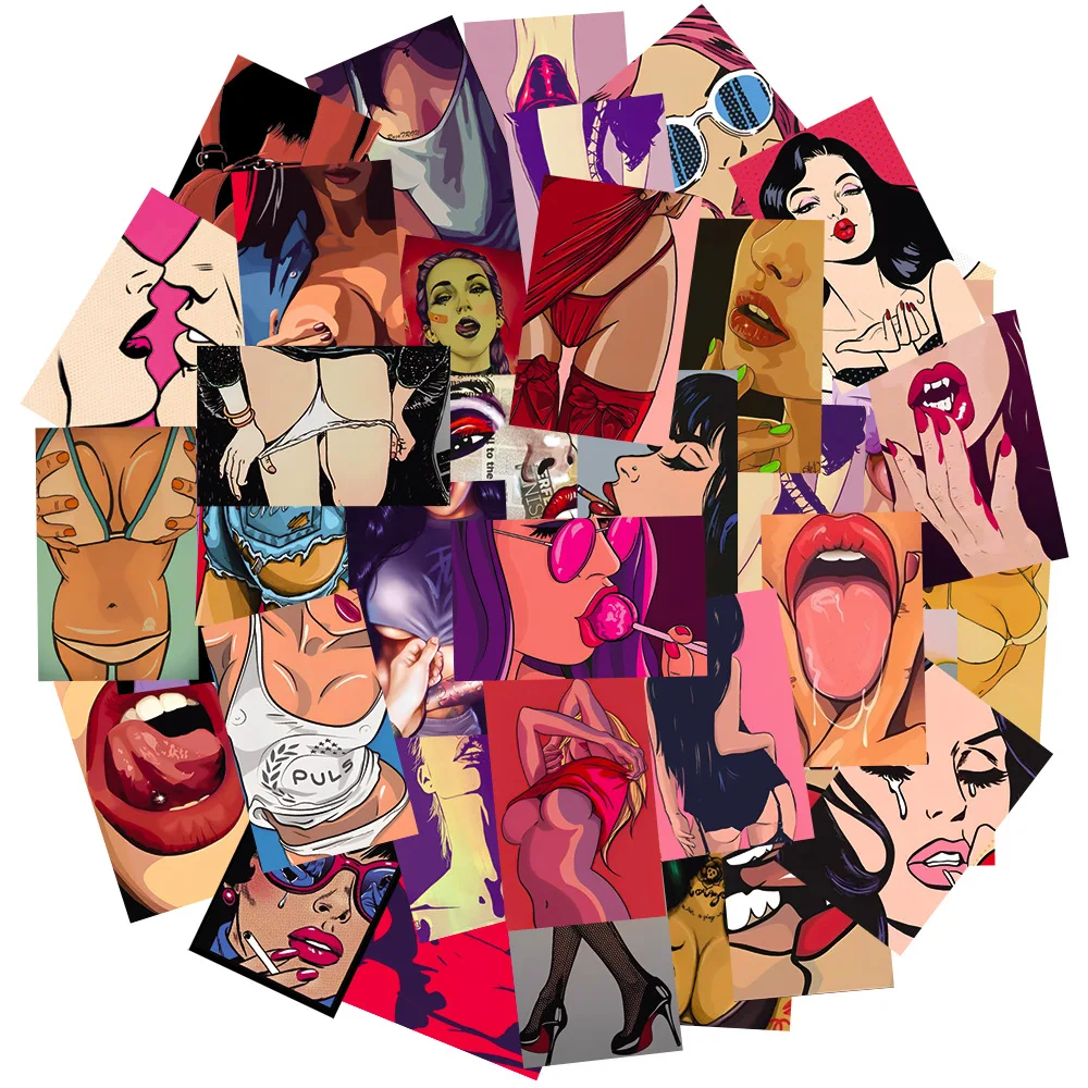 10/50pcs European And American Sexy Seduction Stickers for Suitcase Wall Phone Beauty Graffiti Pretty Girls Mix Style Sticker