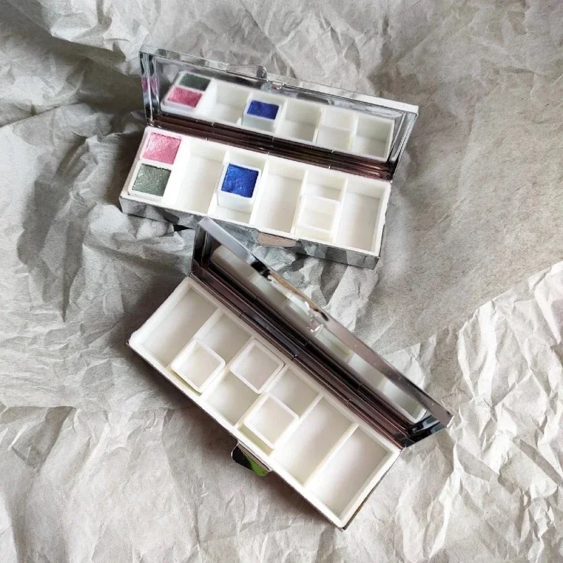 

Портативная коробка для смешивания цветов с 12 сетками, зеркальная поверхность, акварельная дополнительная упаковка, железная коробка, художественная живопись, принадлежности для хранения красок