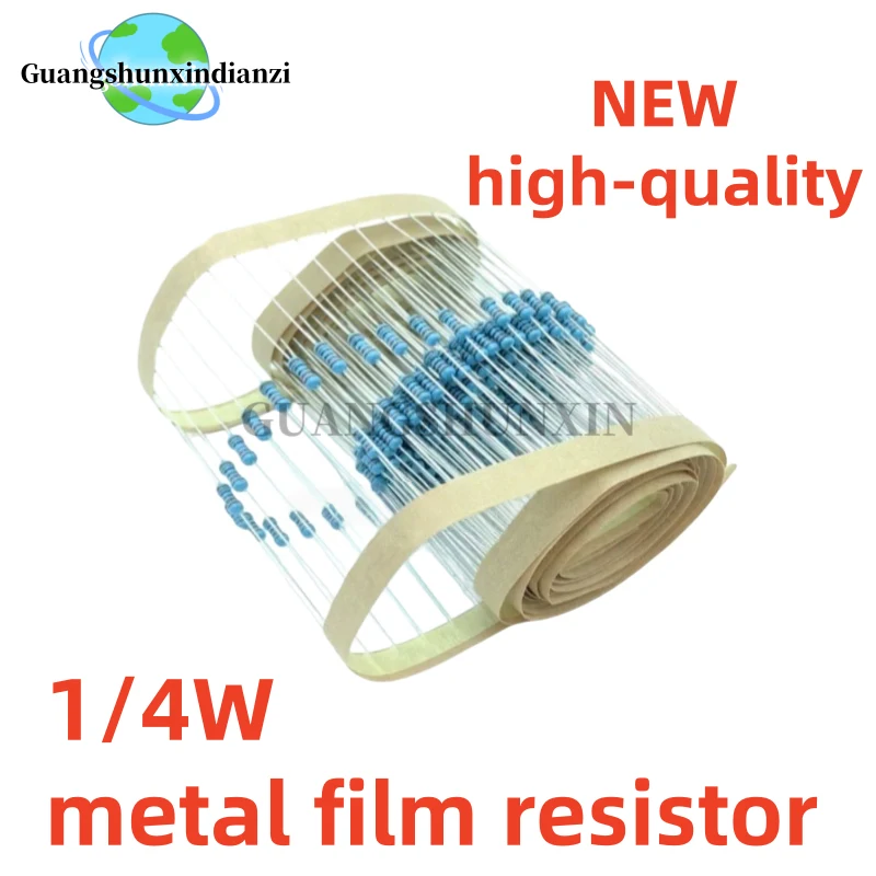 100 pz. Resistenze a Film Metallico da 1/4W (0.1R~2.2M) 1% Serie 0.25W 1R 10R 47R 100R 220R 470R 1K 2.2K 10K 22K 100K 220K 1M ohm