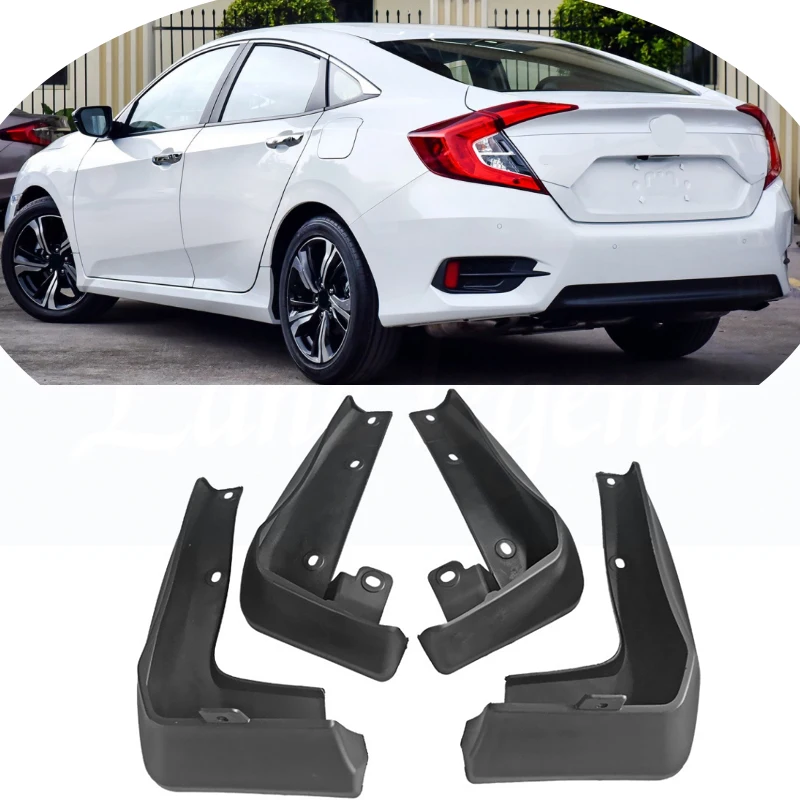 4X مجموعة واقيات الطين لهوندا 10TH سيفيك 4dr سيدان 2016 - 2021 سيارة الطين اللوحات سبلاش الحرس الجبهة الخلفية التصميم 2017 2018 2019 2020 #2