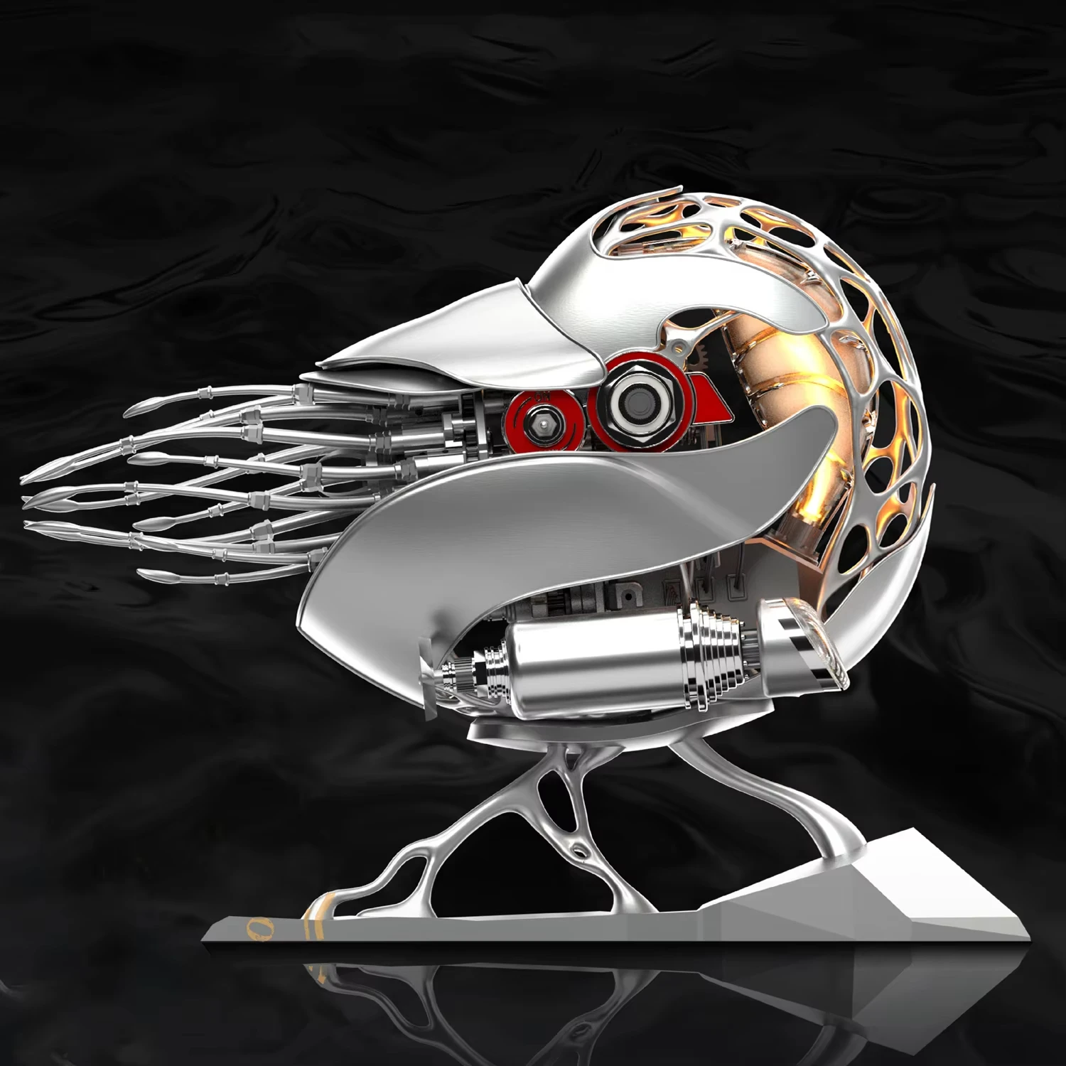 

Mechanical Nautilus Model White Version Pure Metal Pure Electric Drive Handmade Toy Assembly Art Ornaments