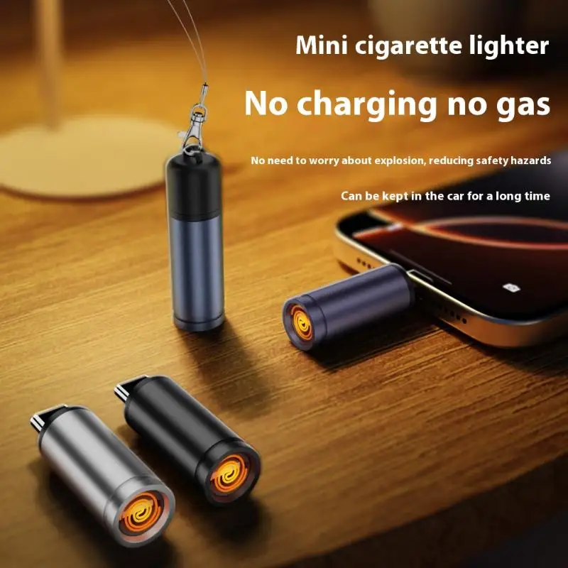 Type-C Mini Mobile Cigarette Lighter Air Blowing Cigarette Lighter Auto Shut-Off Safety Portable Cigarette Lighting Artifact