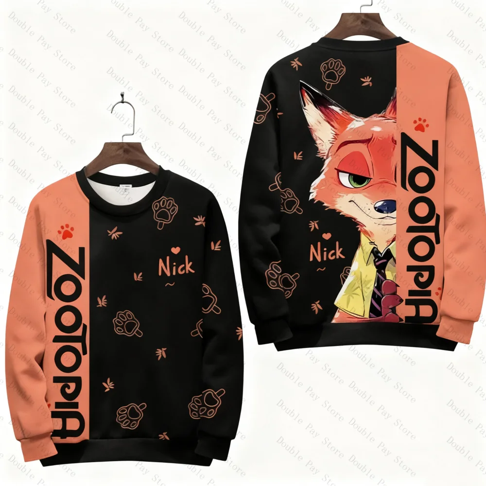 سويت شيرت رجالي Zootopia Judy Nick أنيمي البضائع برقبة دائرية وأكمام طويلة بلوزات بمقاسات كبيرة للخريف والشتاء #5