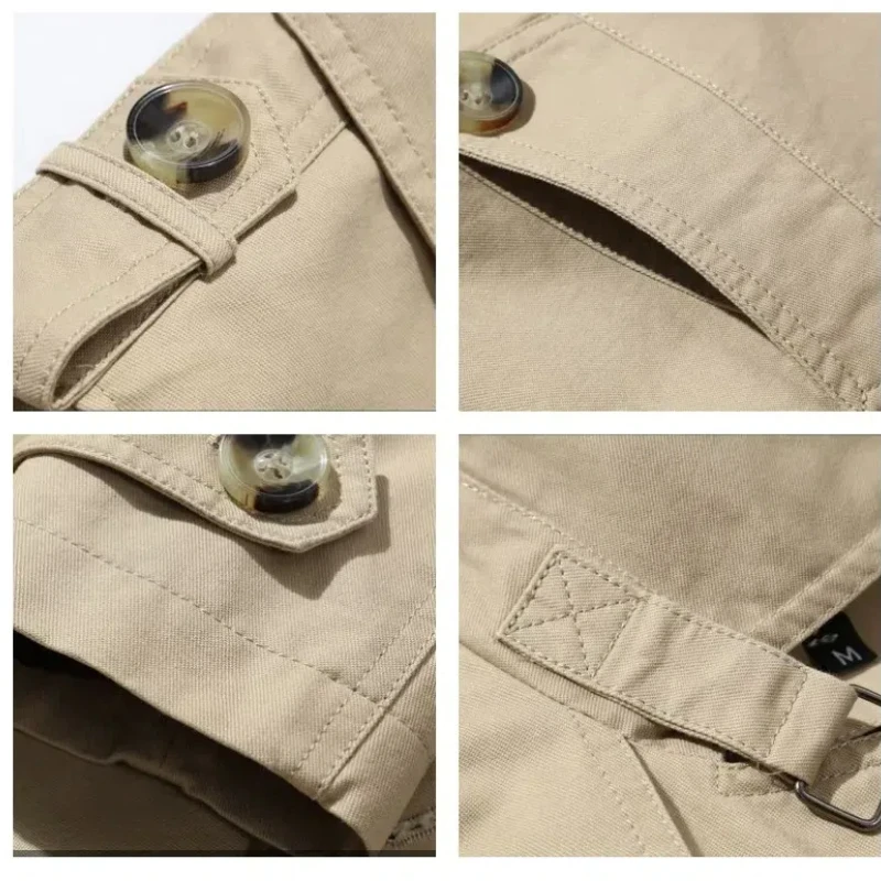 Men's Business Windbreaker Long Jackets Pure Cotton Trench Coats Casual 2023 Spring Fall Winter Fashion Suit Streetwear Blazers