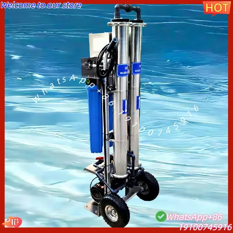 2026Hot 500L/H Hand Push Portable RO Water Filter System Window Cleaning Reverse Osmosis Membrane Pure Water Solar Panel