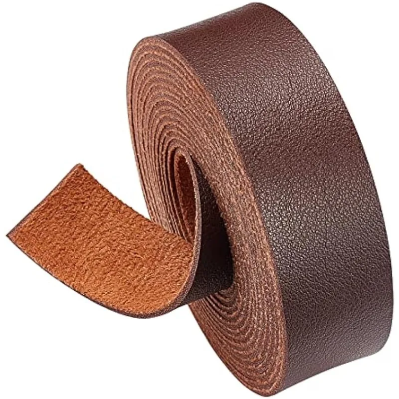 6.6FT 1 Inch Wide Double Sided Smooth Leather Strip Single Side Leather Strip for DIY Craft Projects