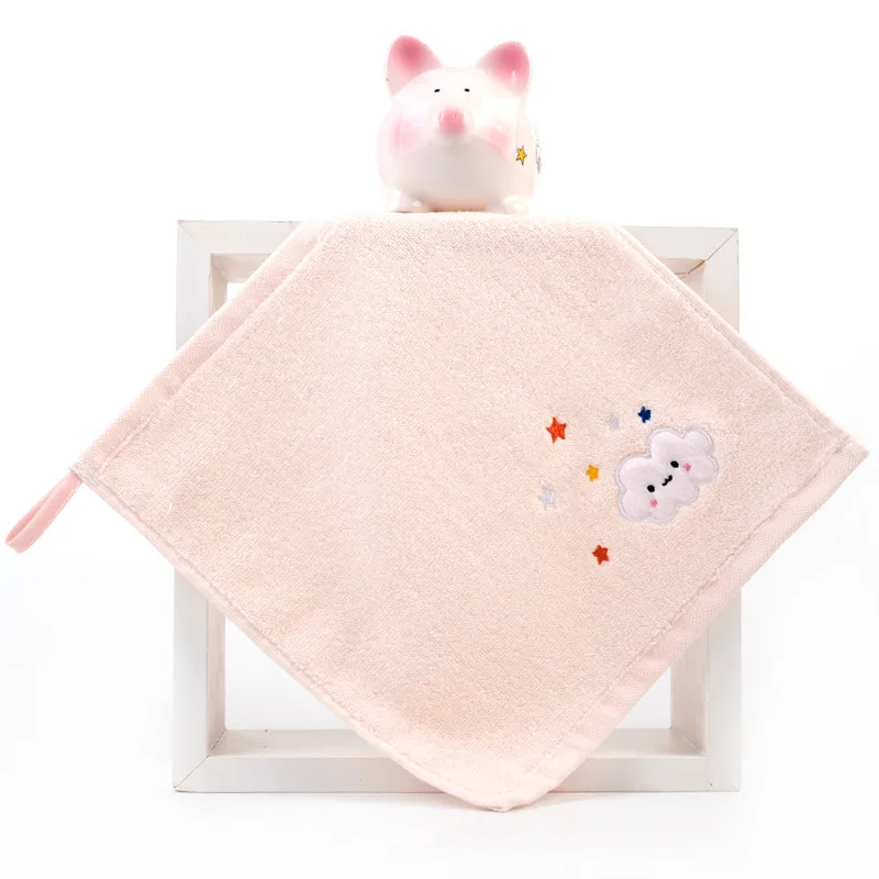 1Pcs 25x25cm Square Small Towel Cartoon Embroidered Cloud Cotton Baby Children Face Hand Washcloth Water Absorbent Soft