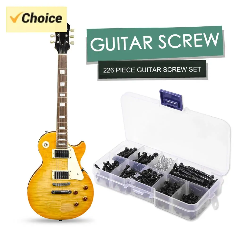 226pcs Electric Guitar Screw Kit Mounting Screws Assortment Box for Electric Guitar Bridge Pickup Pickguard Tuner