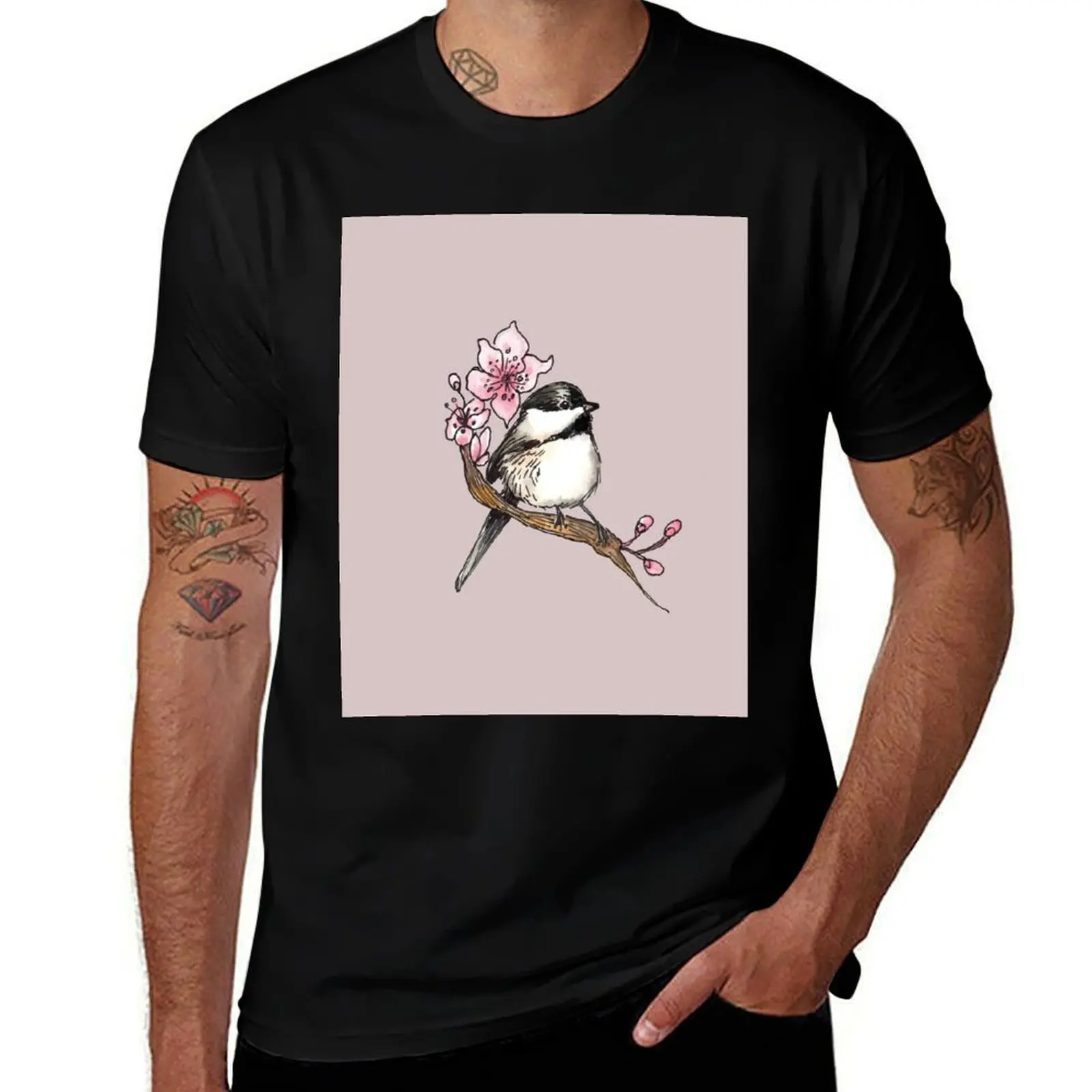 Chickadee Spring Bird T-Shirt graphics summer top designer shirts men clothing