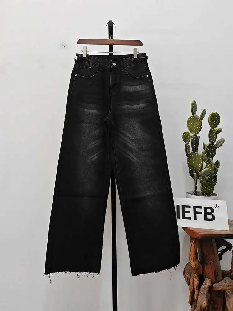 [IEFB] Herren Vintage Jeans mit Farbverlauf Y2K Streetwear Mittelhohes Bein mit Ausgefranstem Saum Distressed Denim Lange Hose 9A8628 – Detail 7