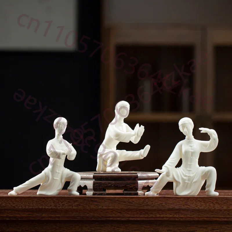 White Porcelain Taiji Character Ornaments, Creative Home Desktop, Personalized Ceramic Ornaments, New Chinese Zen