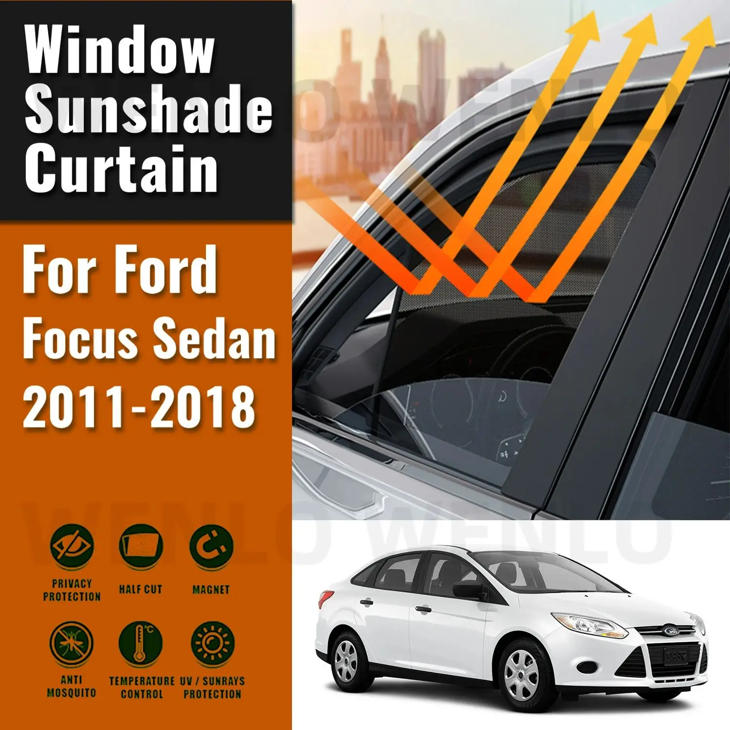 For Ford Focus Sedan MK3 2018 2017-2011 Car Sunshade Visor Front Windshield Frame Curtain Rear Baby Side Window Sun Shade Shield