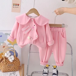 Spring Children Clothing Sets Baby Girls Cartoon Rabbit Coat Pants 2 Piece Suit Infant Casual Sportswear Kids Clothes Outfits