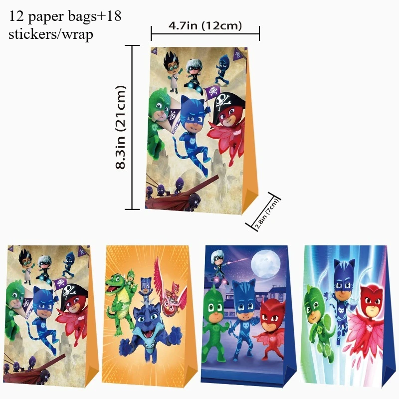Anime PJ Masks Creative Cute Candy Gift Bag Birthday Party Candy Popcorn Festival Gift Packaging Paper Bag Christmas Gift Bag