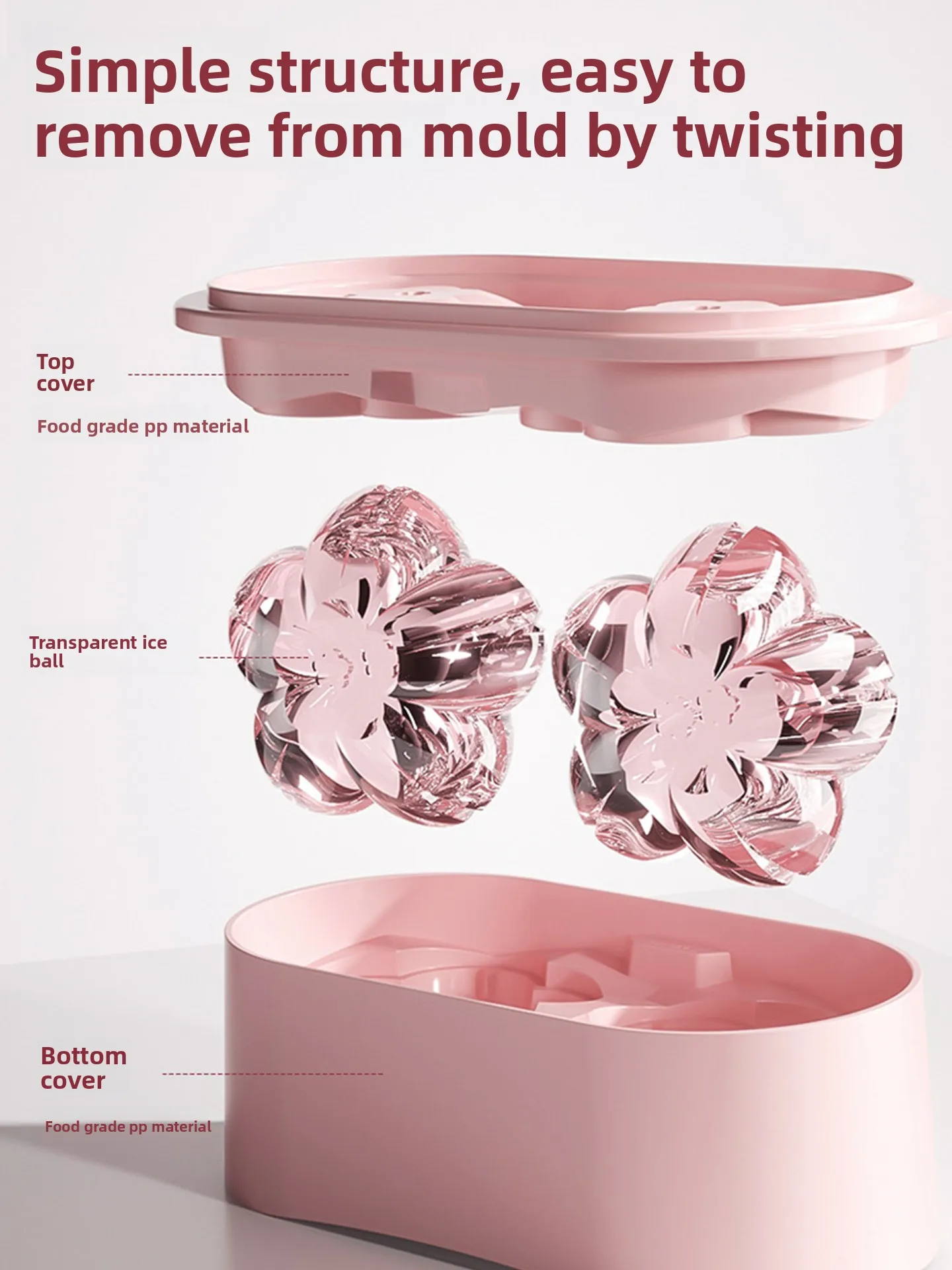 DIY Cherry Blossom Ice Mold Food Grade PP Ice Tray For Home Kitchen