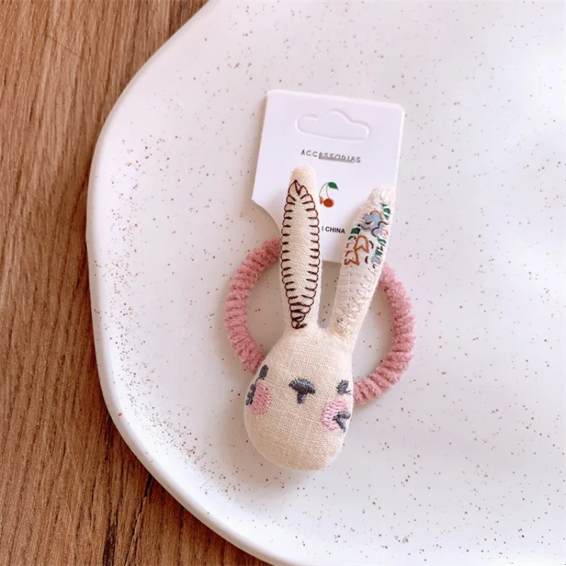 New Fabric Cartoon Animal Hair Ties for Girls Cute Elastic No Damage Ponytail Holders Baby Toddler Hair Ropes Hair Accessories image 2