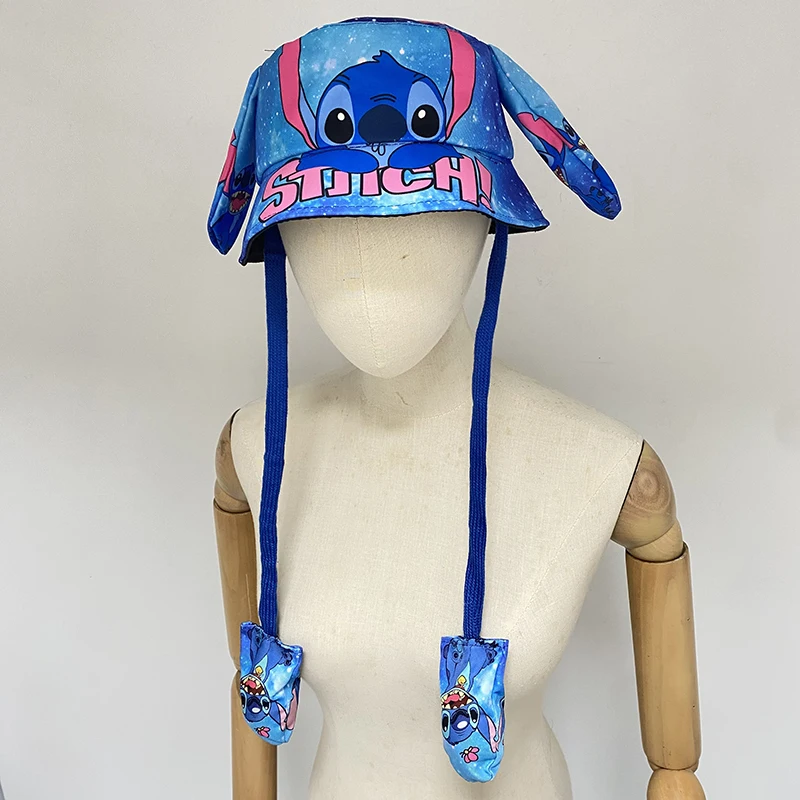 Anime Kuromi Stitch Eimer Hut mit springenden Ohren für Mädchen Jungen Airbag Moving Ear Cosplay Hüte Halloween Geburtstagsgeschenke