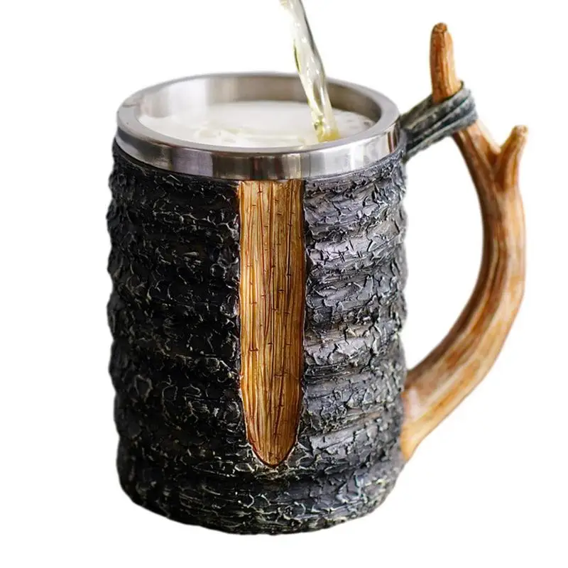 

Resin Coffee Mug Resin Stainless Steel Coffee Cup With Handle Beer Stein For Home Bar Restaurant Wine Glass Mug Bar Decoration