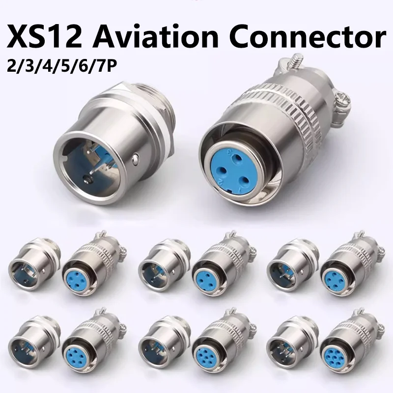 

5/20/100PCS XS12J2Y XS12-2.3.4.5.6.7.8 Pins Aviation Connector Push-Pull Circular Plug Quick Cable connectors 12mm Round Socket