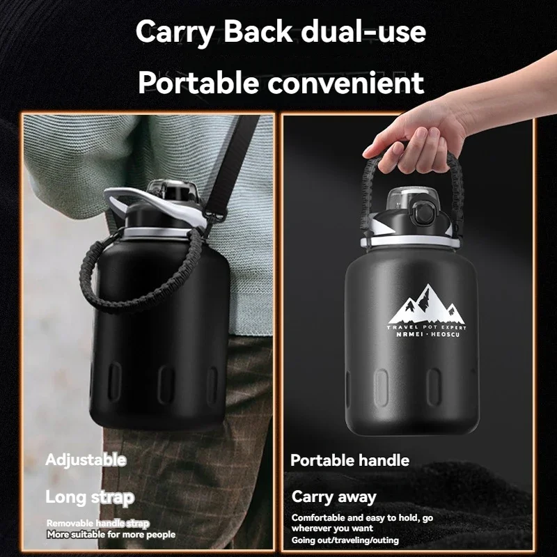 2.0L Thermos Water Bottle Thermal Bottle Vacuum Flask Stainless Steel Insulated Bottle Hot Tea Tumbler Coffee Cup Drinkware Gym