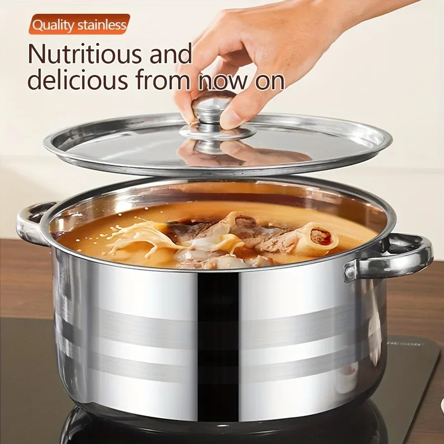 5pcs Cookware Set of Stainless Steel Pots, Stainless Steel Cooking Pot, Suitable for Induction Cookers and Gas Stoves