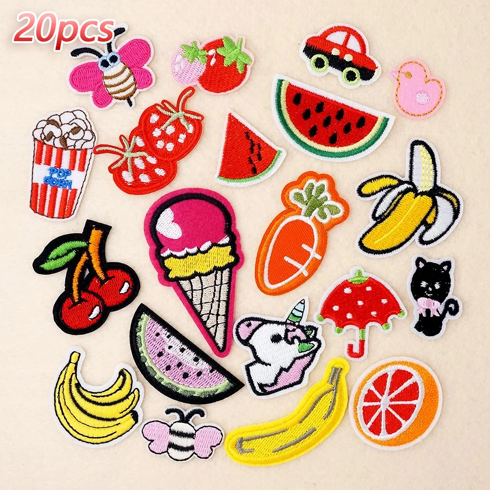 

20Pcs/Lot Watermelon Banana Strawberry Patches Embroidery Iron on Clothes Apparel Decoration Appliques Sewing Clothing Patch